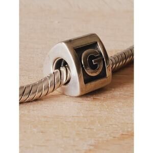 Authentic Retired Pandora Sterling Silver 925 G Block Letter Charm
